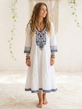 Biba💃Twirl DressTHE MOST BEAUTIFUL Embroidered Cotton Midi Dress💃Fitts Size S